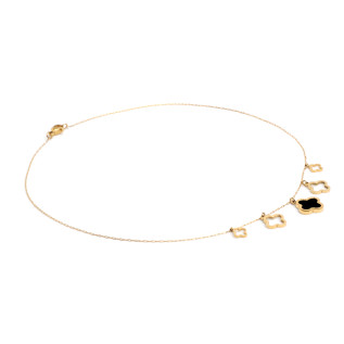 Collier pendentif trèfle noir trèfles et creux sur acier inoxydable or cadeau collier femme