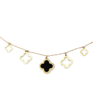 Black and hollow clover pendant necklace on gold stainless steel woman necklace gift