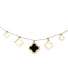 Collier pendentif trèfle noir trèfles et creux sur acier inoxydable or cadeau collier femme