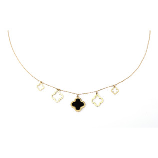 Black and hollow clover pendant necklace on gold stainless steel woman necklace gift