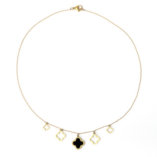 Collier pendentif trèfle noir trèfles et creux sur acier inoxydable or cadeau collier femme