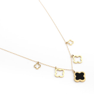 Collier pendentif trèfle noir trèfles et creux sur acier inoxydable or cadeau collier femme