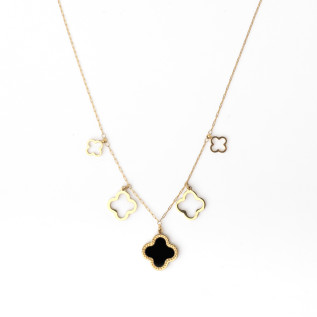 Black and hollow clover pendant necklace on gold stainless steel woman necklace gift