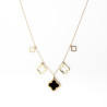 Black and hollow clover pendant necklace on gold stainless steel woman necklace gift