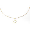 Collier pendentif trèfle blanc et chaîne perlée émail blanc acier inoxydable or argent cadeau collier femme