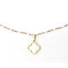 Collier pendentif trèfle blanc et chaîne perlée émail blanc acier inoxydable or argent cadeau collier femme