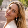 Hoop earrings with white clover pendants on stainless steel silver and gold sold in pairs
