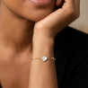 White clover bracelet on stainless steel silver and gold beaded chain women jewelry