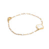 Bracelet trèfle blanc sur acier inoxydable argent or chaîne perlée bijou femme
