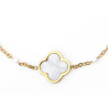 White clover bracelet on stainless steel silver and gold beaded chain women jewelry