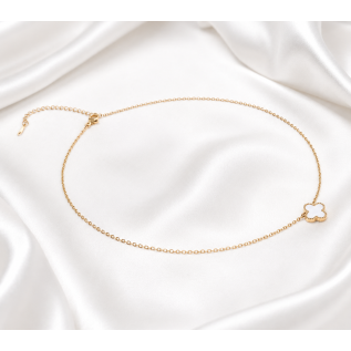 White mother-of-pearl clover pendant necklace gold stainless steel woman necklace gift