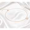 Collier pendentif trèfle blanc nacre acier inoxydable or cadeau collier femme