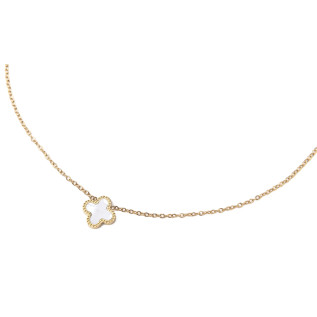 Collier pendentif trèfle blanc nacre acier inoxydable or cadeau collier femme