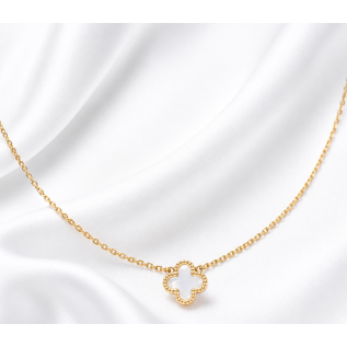 White mother-of-pearl clover pendant necklace gold stainless steel woman necklace gift