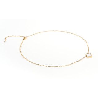 Collier pendentif trèfle blanc nacre acier inoxydable or cadeau collier femme