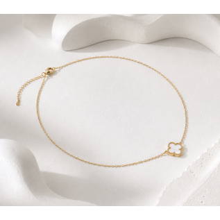 White mother-of-pearl clover pendant necklace gold stainless steel woman necklace gift