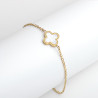 Bracelet trèfle blanc sur acier inoxydable or chaîne câble bijou femme