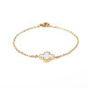 Bracelet trèfle blanc sur acier inoxydable or chaîne câble bijou femme