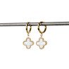 Hoop earrings with white clover pendants on stainless steel silver gold sold in pairs woman gift