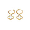 Hoop earrings with white clover pendants on stainless steel silver gold sold in pairs woman gift