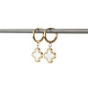 Hoop earrings with white clover pendants on stainless steel silver gold sold in pairs woman gift