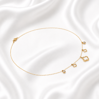 Clover charms and cubic zirconia necklace on gold stainless steel woman necklace gift