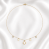 Clover charms and cubic zirconia necklace on gold stainless steel woman necklace gift
