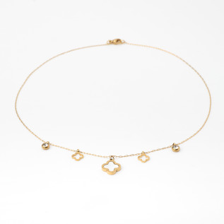 Clover charms and cubic zirconia necklace on gold stainless steel woman necklace gift