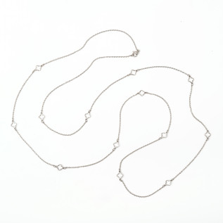 Sautoir extra-long petits trèfles creux acier inoxydable argent or cadeau femme