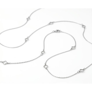 Hollow small clover extra-long necklace in silver or gold stainless steel woman gift