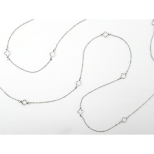 Hollow small clover extra-long necklace in silver or gold stainless steel woman gift