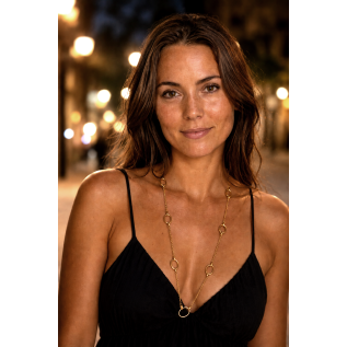 Collier mi-long ou sautoir grandes mailles ovales acier inoxydable argent or cadeau femme