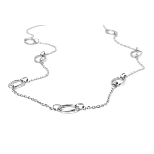 Collier mi-long ou sautoir grandes mailles ovales acier inoxydable argent or cadeau femme