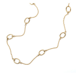 Collier mi-long ou sautoir grandes mailles ovales acier inoxydable argent or cadeau femme