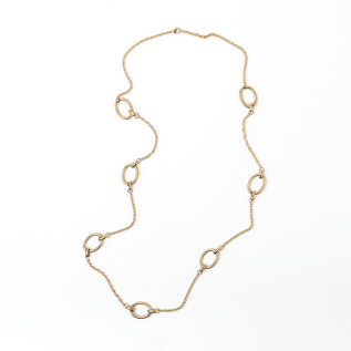 Collier mi-long ou sautoir grandes mailles ovales acier inoxydable argent or cadeau femme