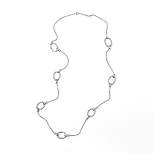 Collier mi-long ou sautoir grandes mailles ovales acier inoxydable argent or cadeau femme