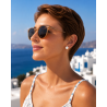 Boucles d'oreilles sur clous fleurs de prunier en nacre sur acier inoxydable or vendues par paire cadeau femme