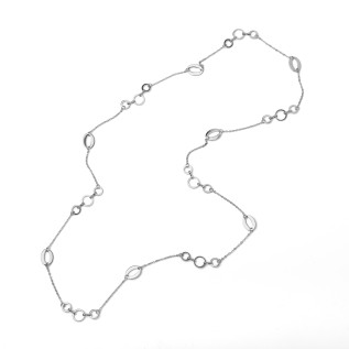 Sautoir cercles et ovales creux acier inoxydable argent or cadeau femme