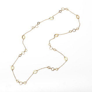 Sautoir cercles et ovales creux acier inoxydable argent or cadeau femme