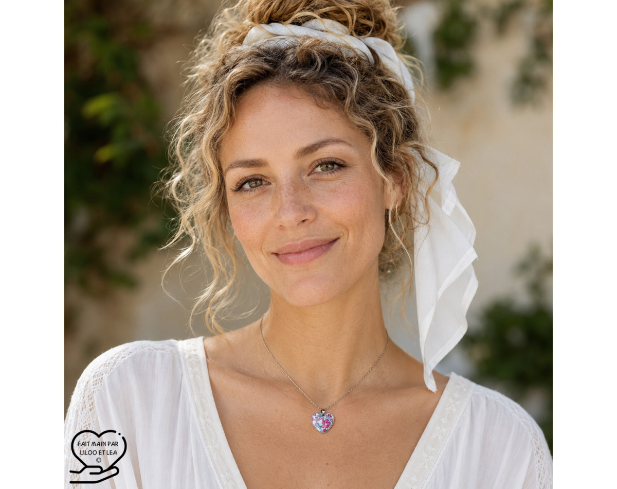 Collier pendentif coeur Liberty sur acier inoxydable argent or cadeau femme