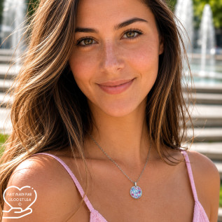 Collier pendentif rond Liberty sur acier inoxydable argent or cadeau femme