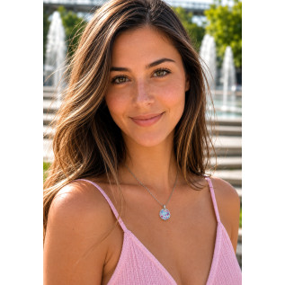 Collier pendentif rond Liberty sur acier inoxydable argent or cadeau femme