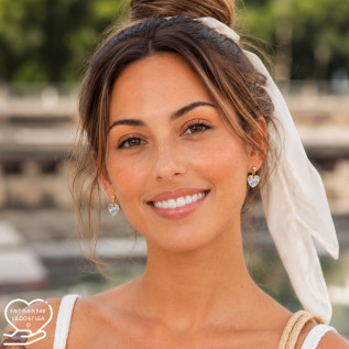 Boucles d'oreilles sur clous et pendentifs coeurs Liberty sur acier inoxydable argent or vendues par paire cadeau femme Fillette