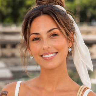 Boucles d'oreilles sur clous et pendentifs coeurs Liberty sur acier inoxydable argent or vendues par paire cadeau femme Fillette