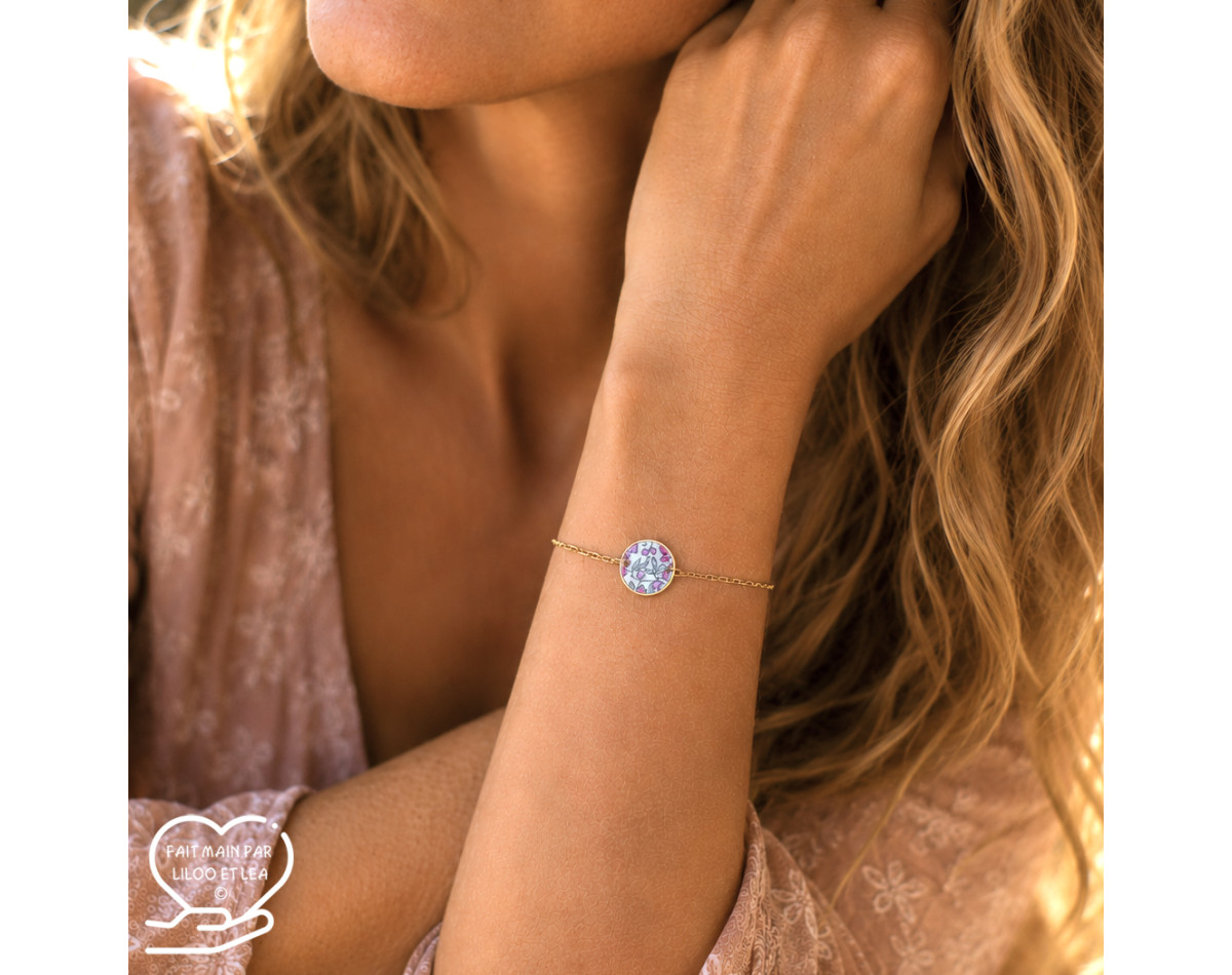 Bracelet pendentif rond Liberty sur acier inoxydable argent or cadeau femme fillette