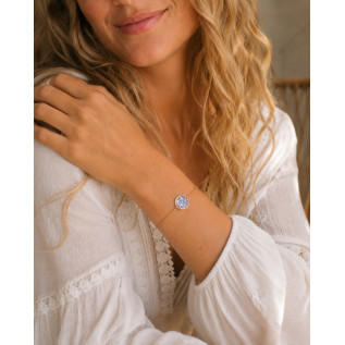 Bracelet pendentif rond Liberty sur acier inoxydable argent or cadeau femme fillette