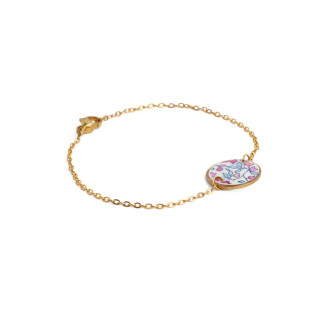 Bracelet pendentif rond Liberty sur acier inoxydable argent or cadeau femme fillette