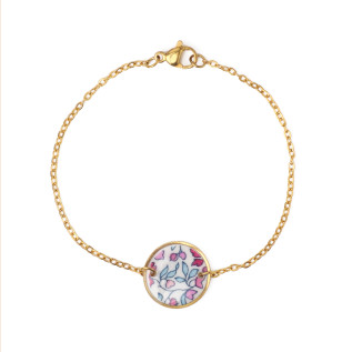 Bracelet pendentif rond Liberty sur acier inoxydable argent or cadeau femme fillette