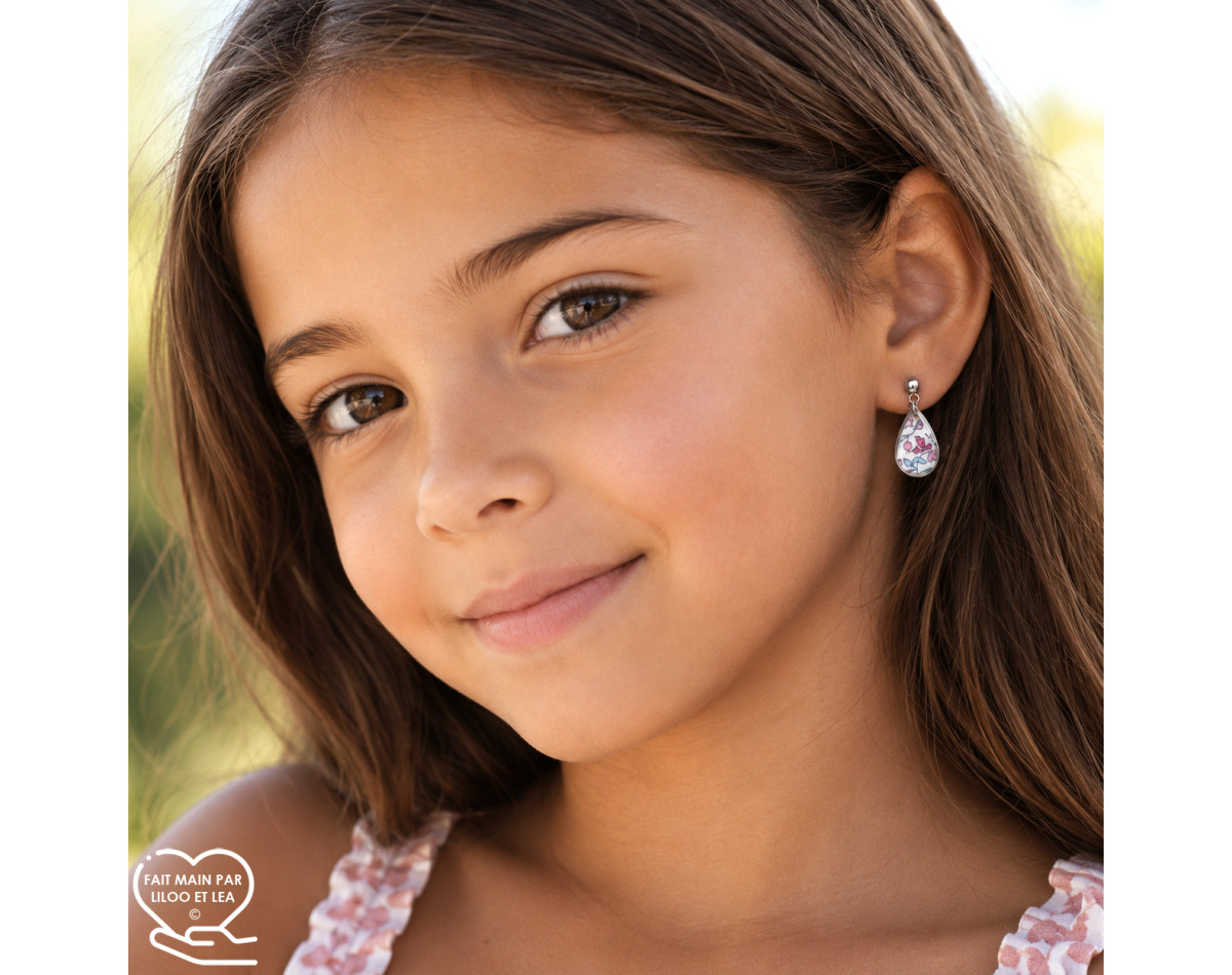 Boucles d'oreilles sur clous et pendentifs gouttes Liberty acier inoxydable argent or vendues par paire cadeau fillette ou femme