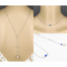 Collier de dos nu mariage JILL bleu saphir, argent, or, or rose, cristal Swarovski, bijou de dos et collier tout-en-un